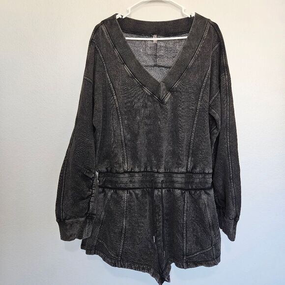 NWOT FP Movement | Intercept Romper Terry Knit Washed Black, Womens Large - Picture 5 of 10